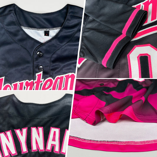 Custom Black Neon Pink-Aqua 3D Pattern Design Gradient Style Twinkle Star Authentic Baseball Jersey - Sky-Custom