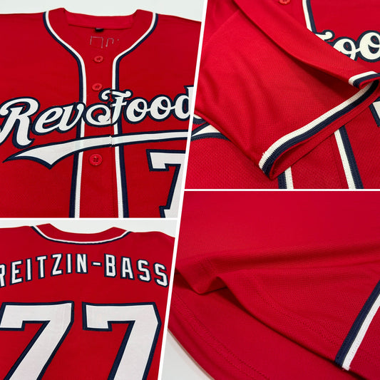Custom Red White-Navy Authentic Baseball Jersey - Sky-Custom