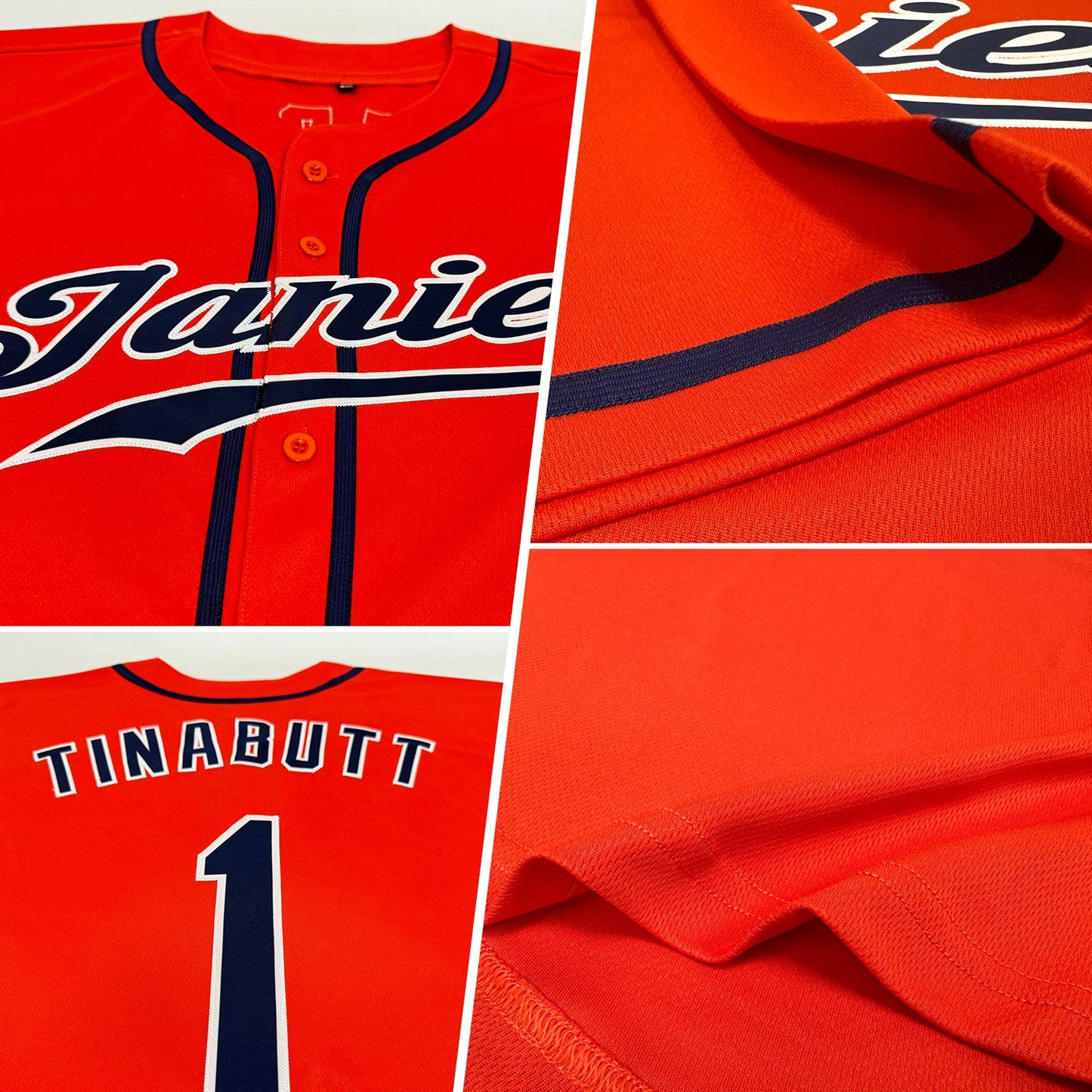Custom Orange Navy-White Authentic Baseball Jersey - Sky-Custom