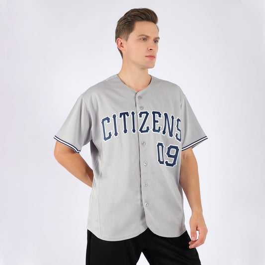 Custom Gray Navy-White Authentic Baseball Jersey - Sky-Custom