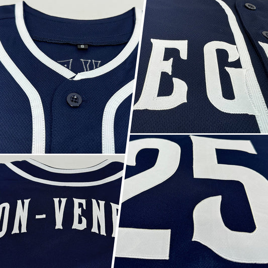 Custom Navy White Authentic Baseball Jersey - Sky-Custom