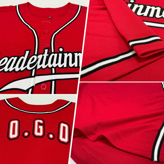 Custom Red White-Black Authentic Baseball Jersey - Sky-Custom