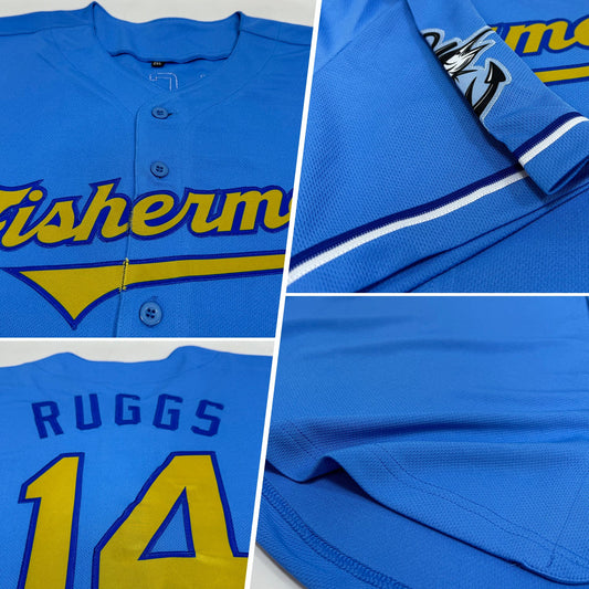 Custom Light Blue Old Gold-Royal Authentic Baseball Jersey - Sky-Custom