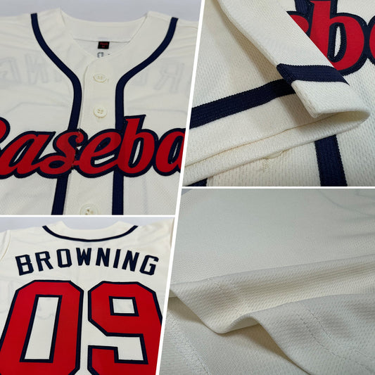 Custom Cream Red-Navy Authentic Baseball Jersey - Sky-Custom