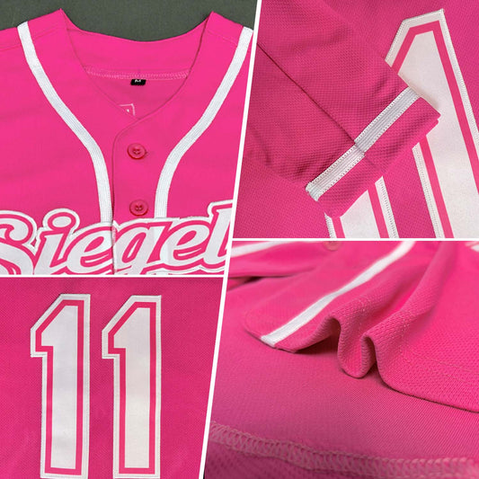 Custom Pink White Authentic Baseball Jersey - Sky-Custom