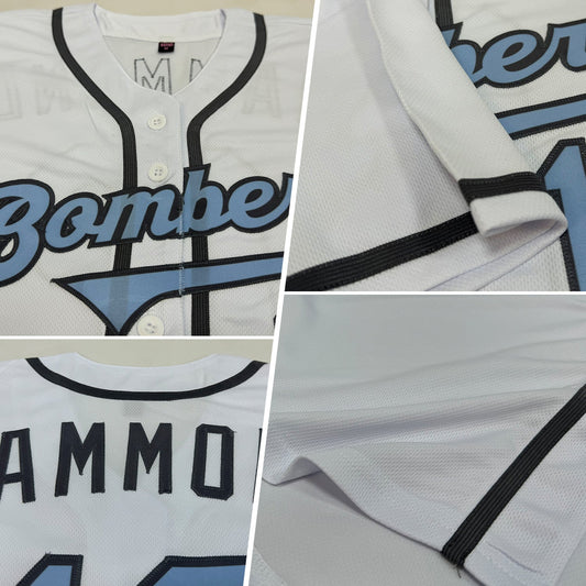 Custom White Light Blue-Steel Gray Authentic Father's Day Baseball Jersey - Sky-Custom