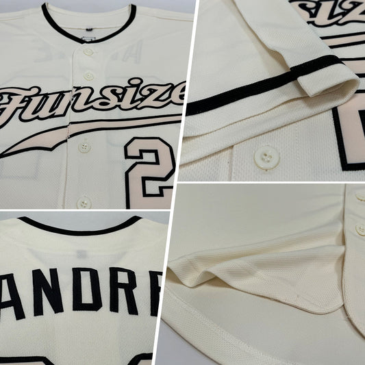 Custom Cream Cream-Black Authentic Baseball Jersey - Sky-Custom