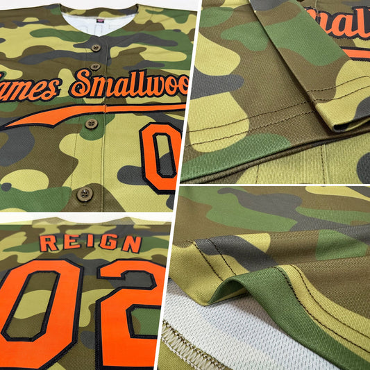 Custom Camo Orange-Black Authentic Salute To Service Baseball Jersey - Sky-Custom