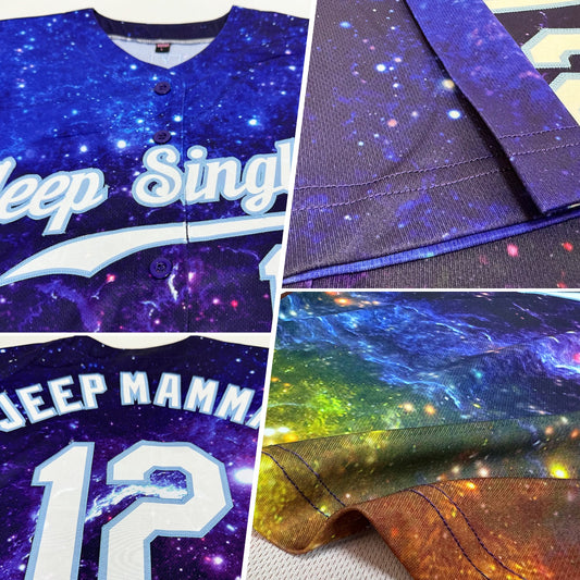 Custom Galactic White-Light Blue 3D Authentic Baseball Jersey - Sky-Custom