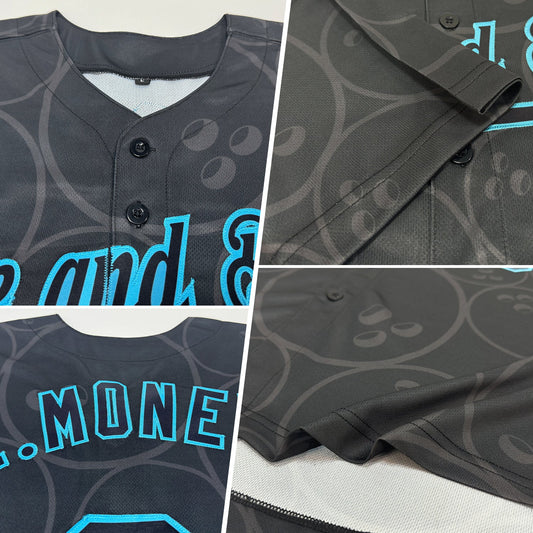 Custom Black Lakes Blue 3D Pattern Design Bowling Ball Authentic Baseball Jersey - Sky-Custom
