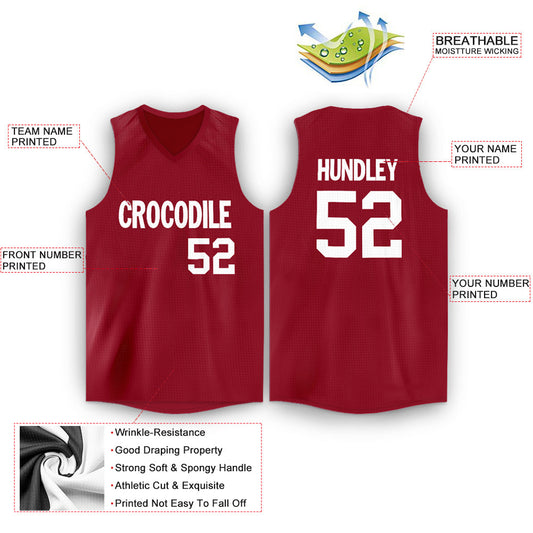 Custom Maroon White V-Neck Basketball Jersey - Sky-Custom