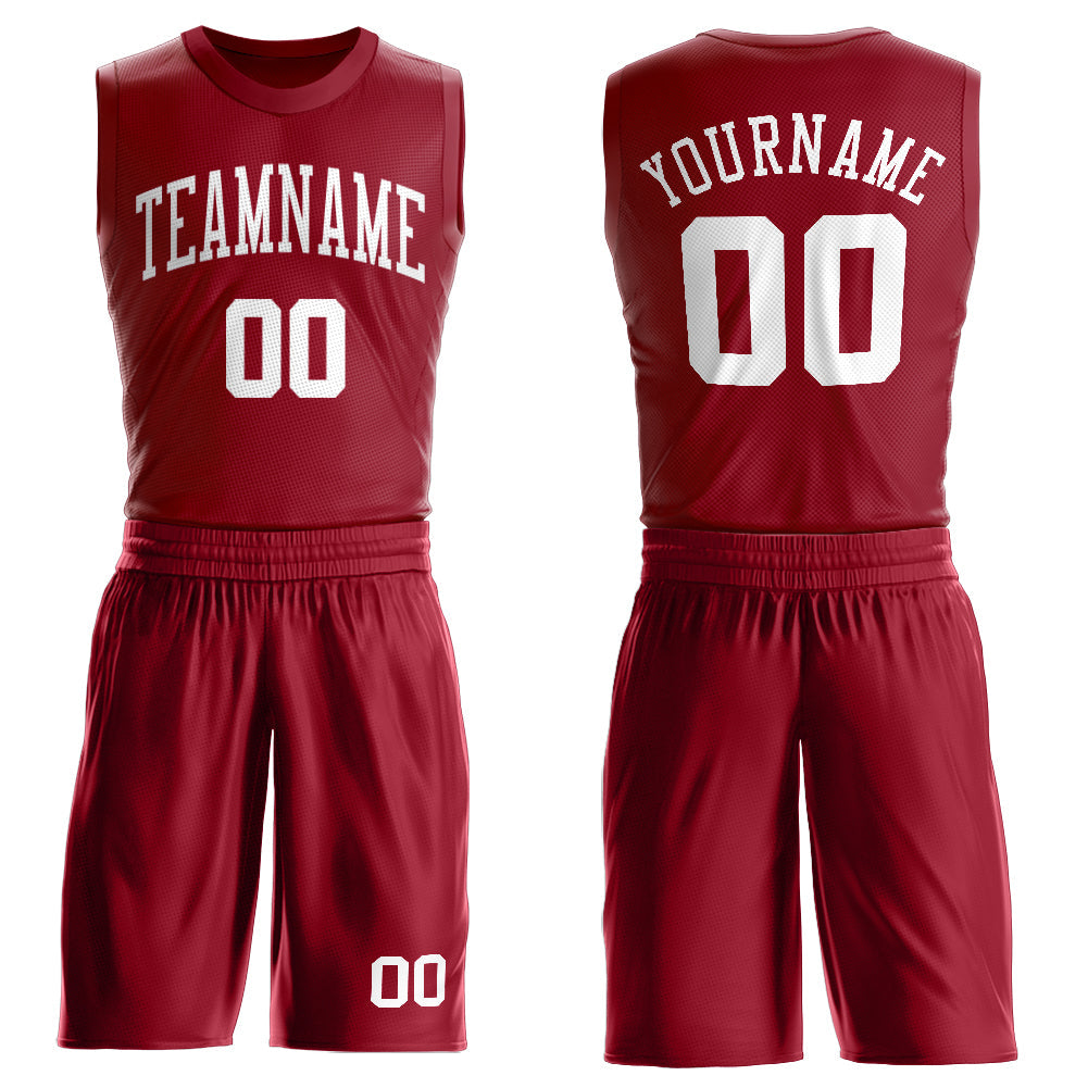 Custom Maroon White Round Neck Suit Basketball Jersey - Sky-Custom