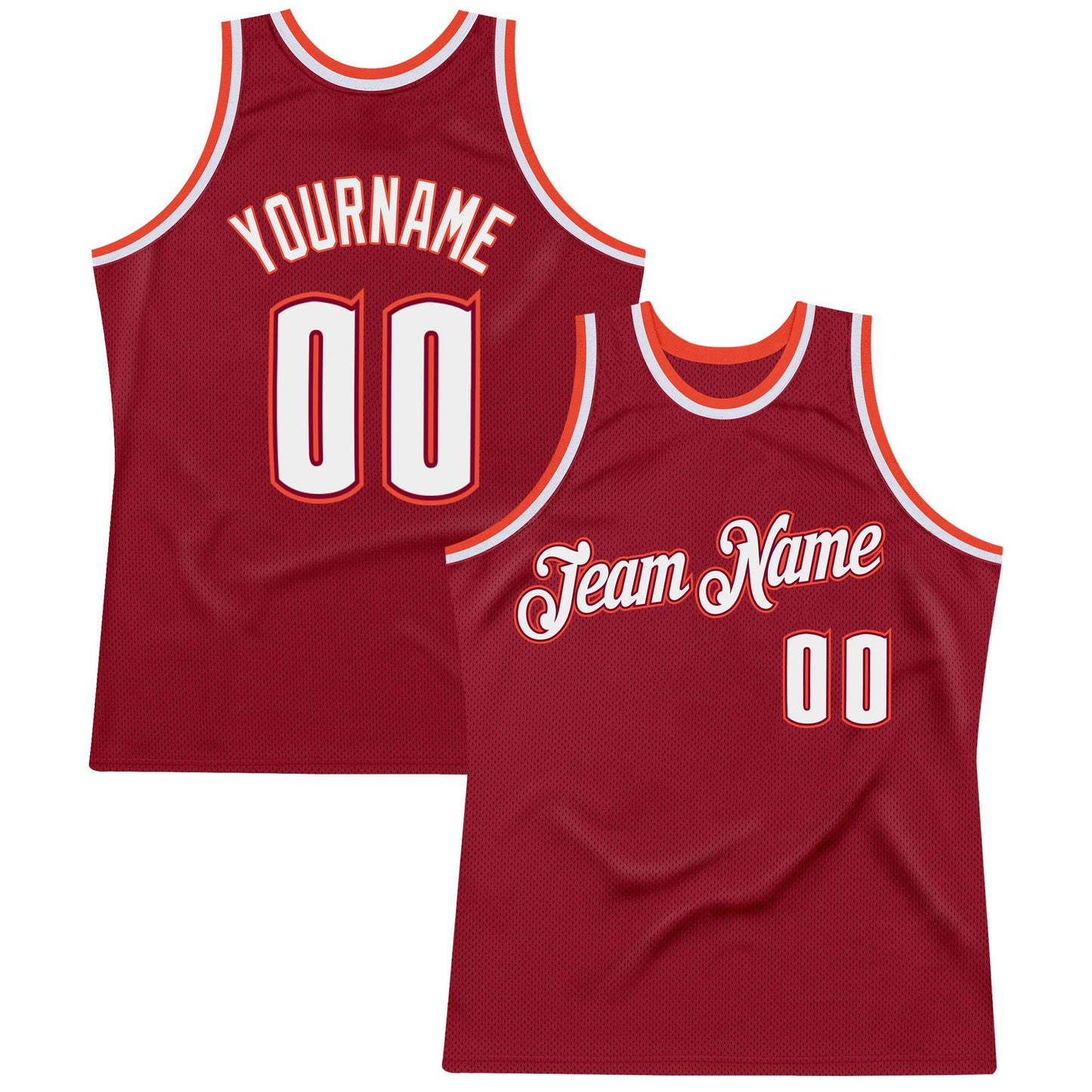Custom Maroon White-Orange Authentic Throwback Basketball Jersey - Sky-Custom