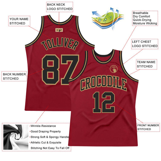 Custom Maroon Black-Old Gold Authentic Throwback Basketball Jersey - Sky-Custom