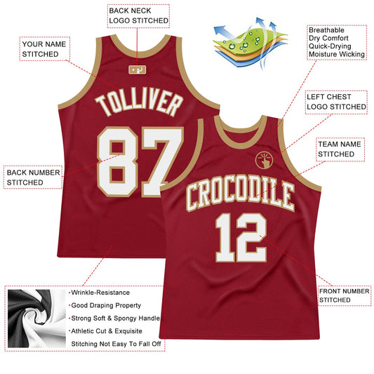 Custom Maroon White-Old Gold Authentic Throwback Basketball Jersey - Sky-Custom