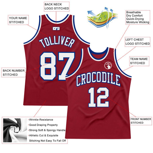 Custom Maroon White-Royal Authentic Throwback Basketball Jersey - Sky-Custom