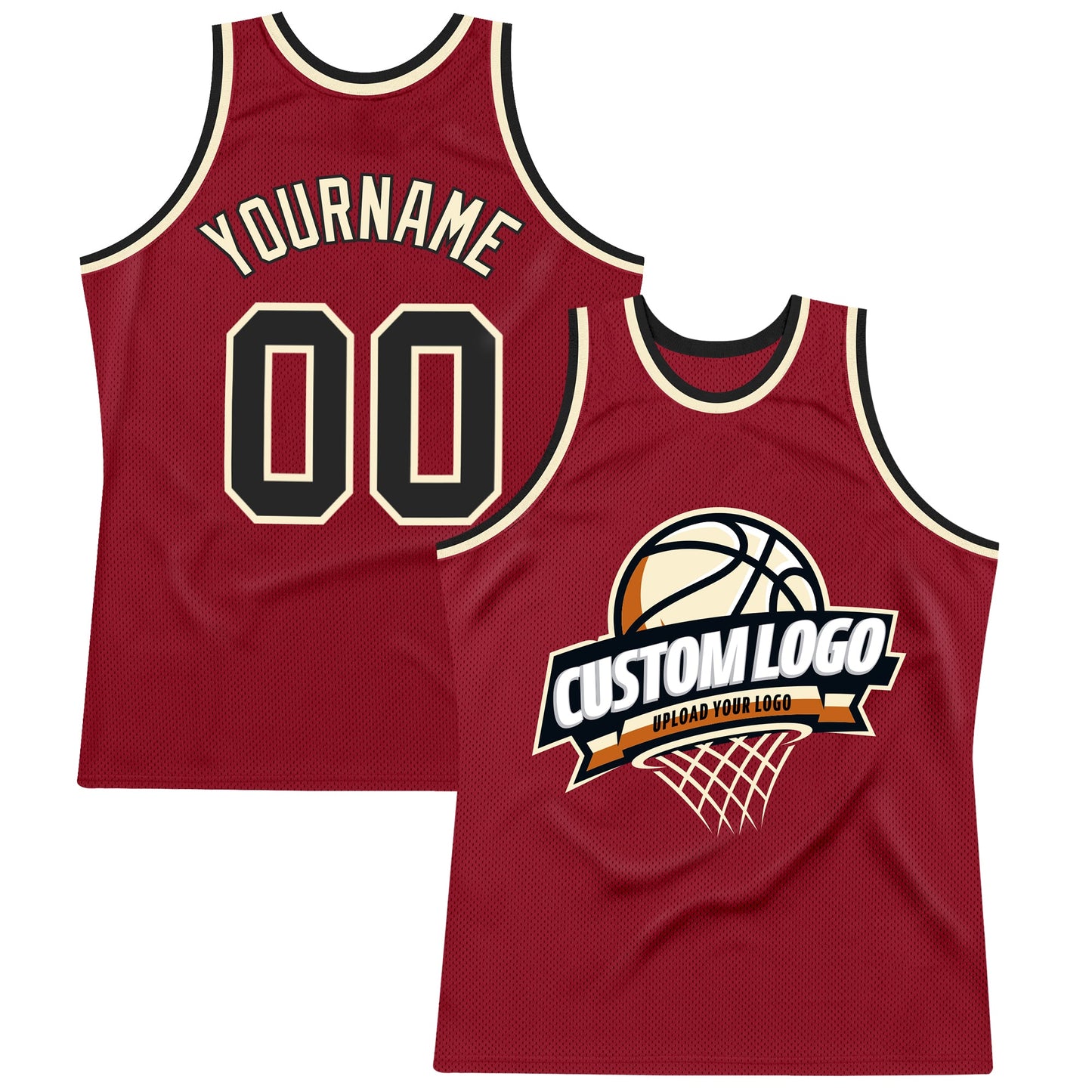 Custom Maroon Black-Cream Authentic Throwback Basketball Jersey - Sky-Custom