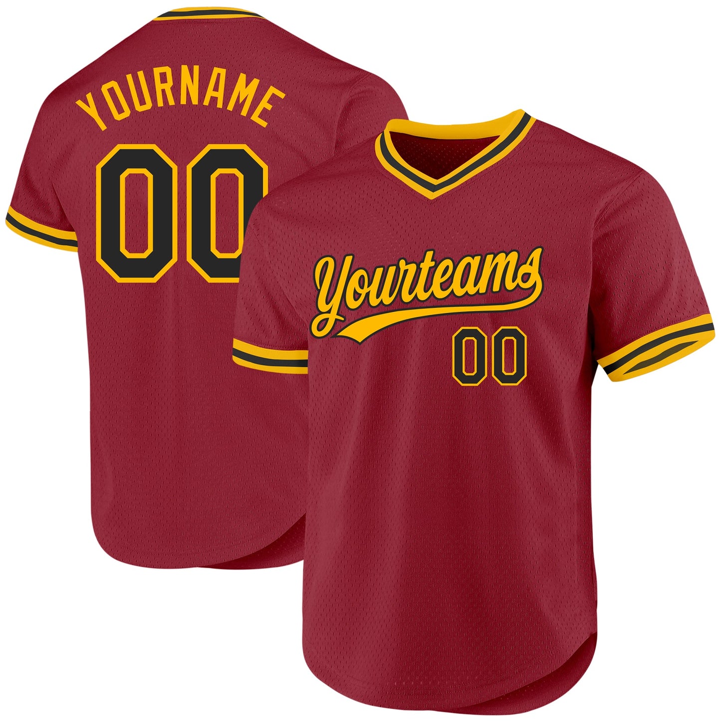 Custom Maroon Black-Gold Authentic Throwback Baseball Jersey - Sky-Custom