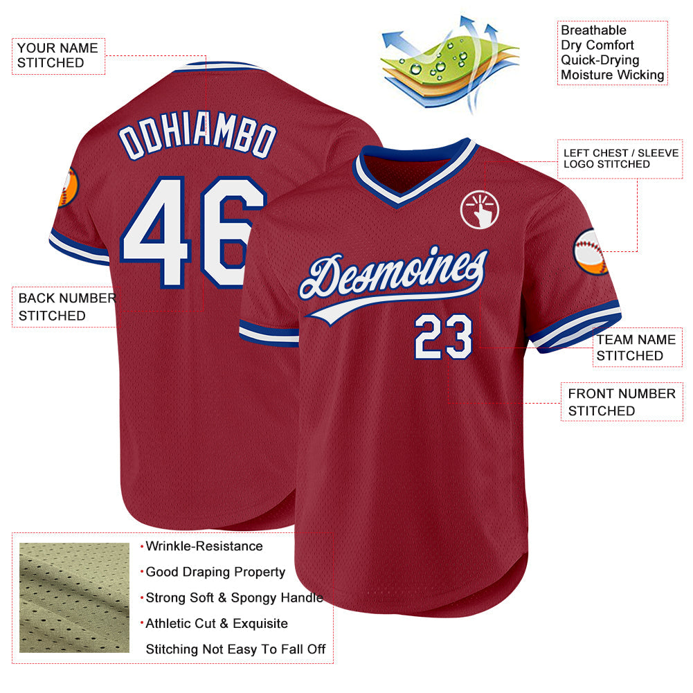Custom Maroon White-Royal Authentic Throwback Baseball Jersey - Sky-Custom