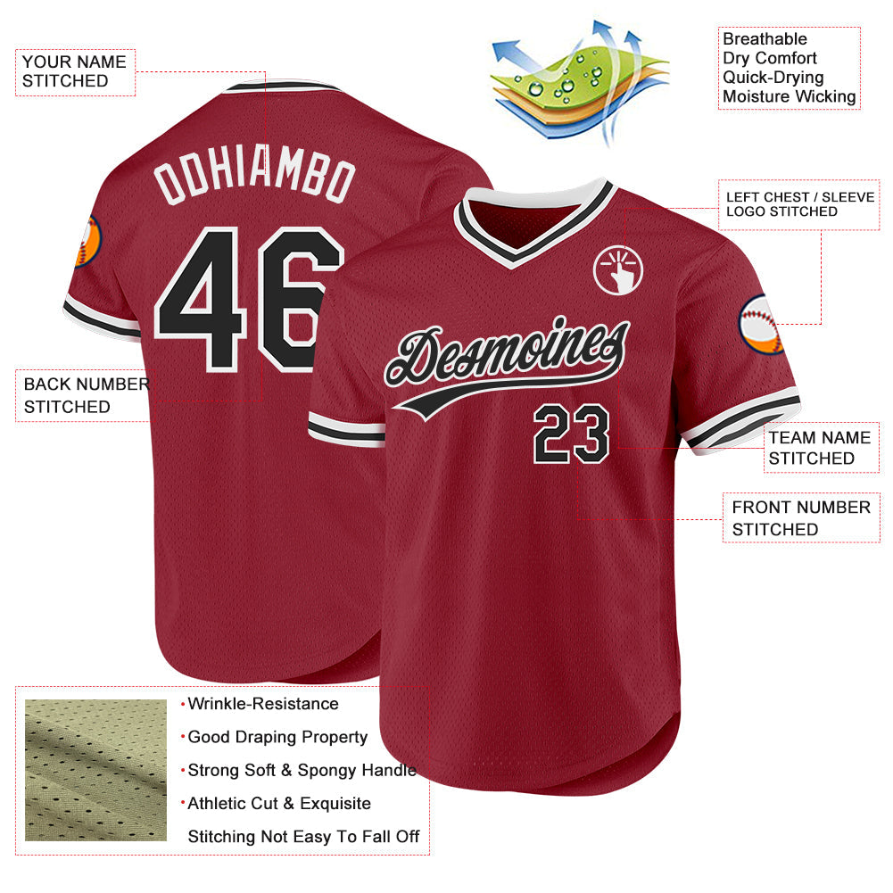 Custom Maroon Black-White Authentic Throwback Baseball Jersey - Sky-Custom