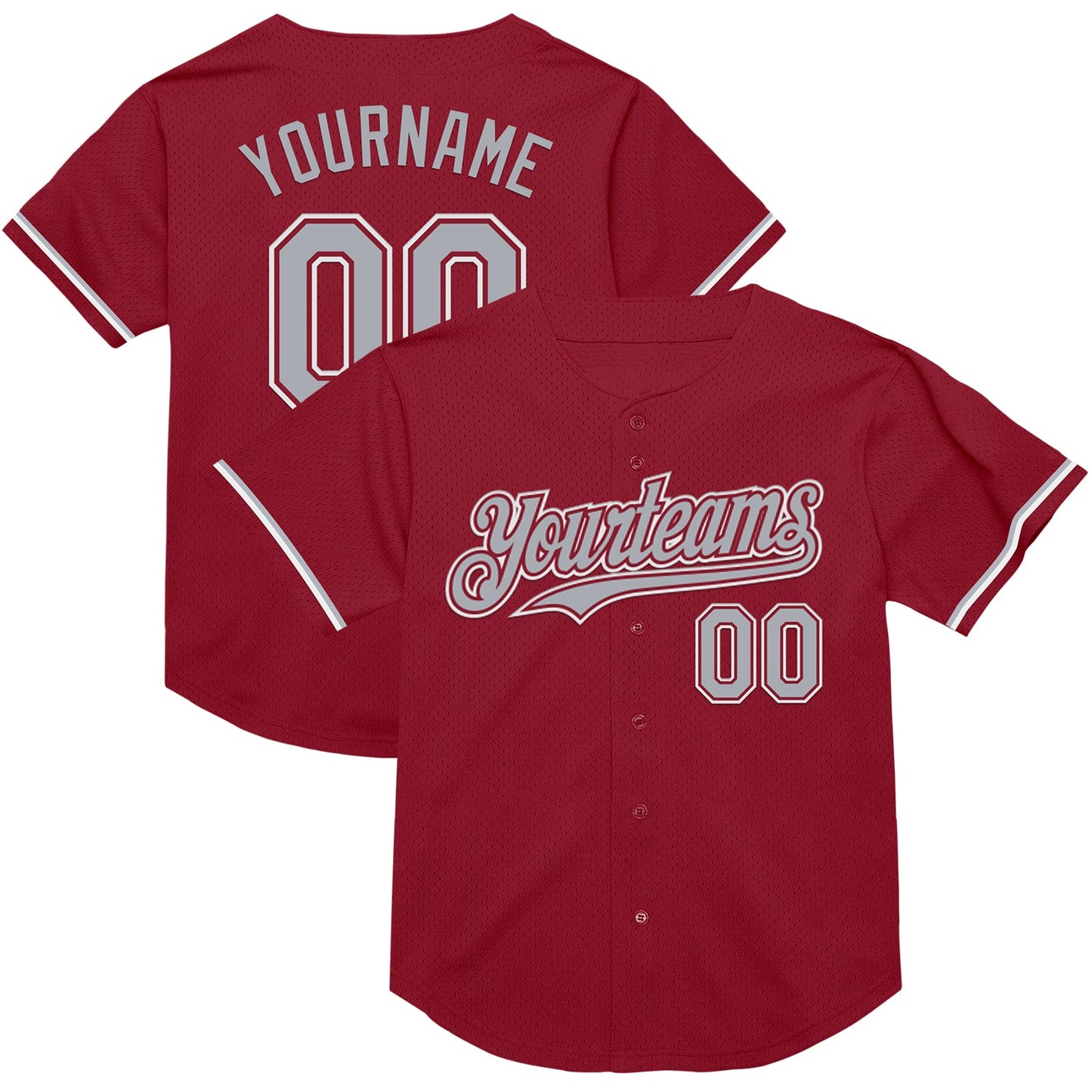Custom Maroon Gray-White Mesh Authentic Throwback Baseball Jersey - Sky-Custom
