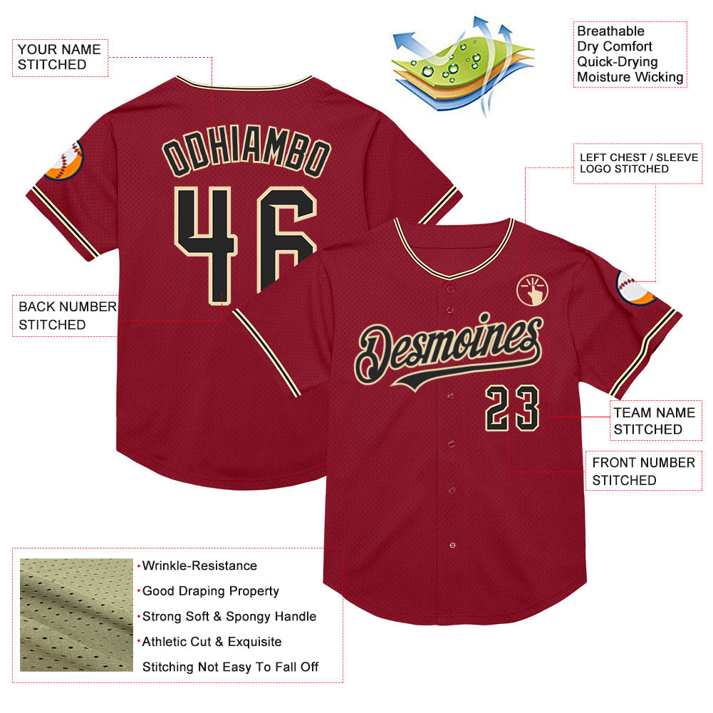 Custom Maroon Black-City Cream Mesh Authentic Throwback Baseball Jersey - Sky-Custom