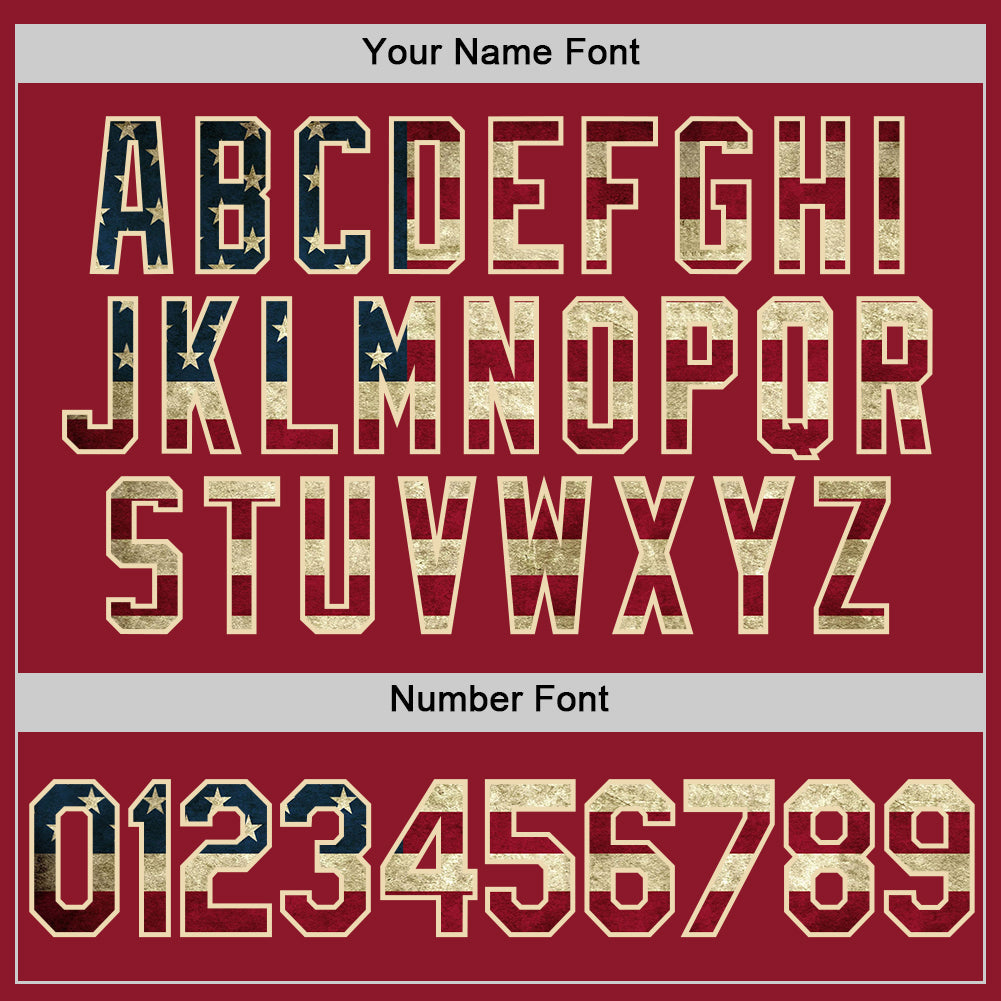 Custom Maroon Vintage USA Flag Cream-Black Authentic Throwback Baseball Jersey - Sky-Custom