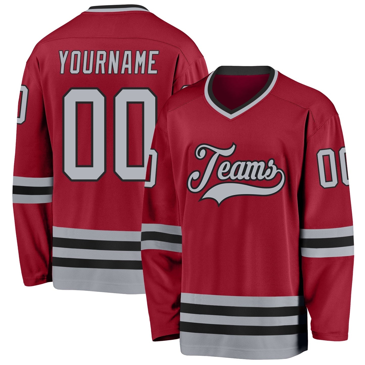 Custom Maroon Gray-Black Hockey Jersey - Sky-Custom