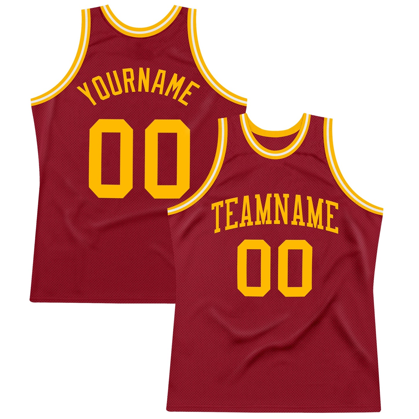 Custom Maroon Gold-White Authentic Throwback Basketball Jersey - Sky-Custom