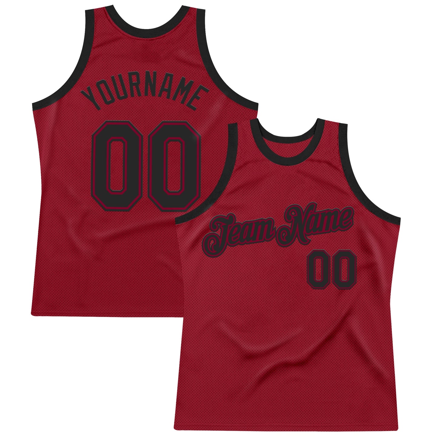 Custom Maroon Black Authentic Throwback Basketball Jersey - Sky-Custom
