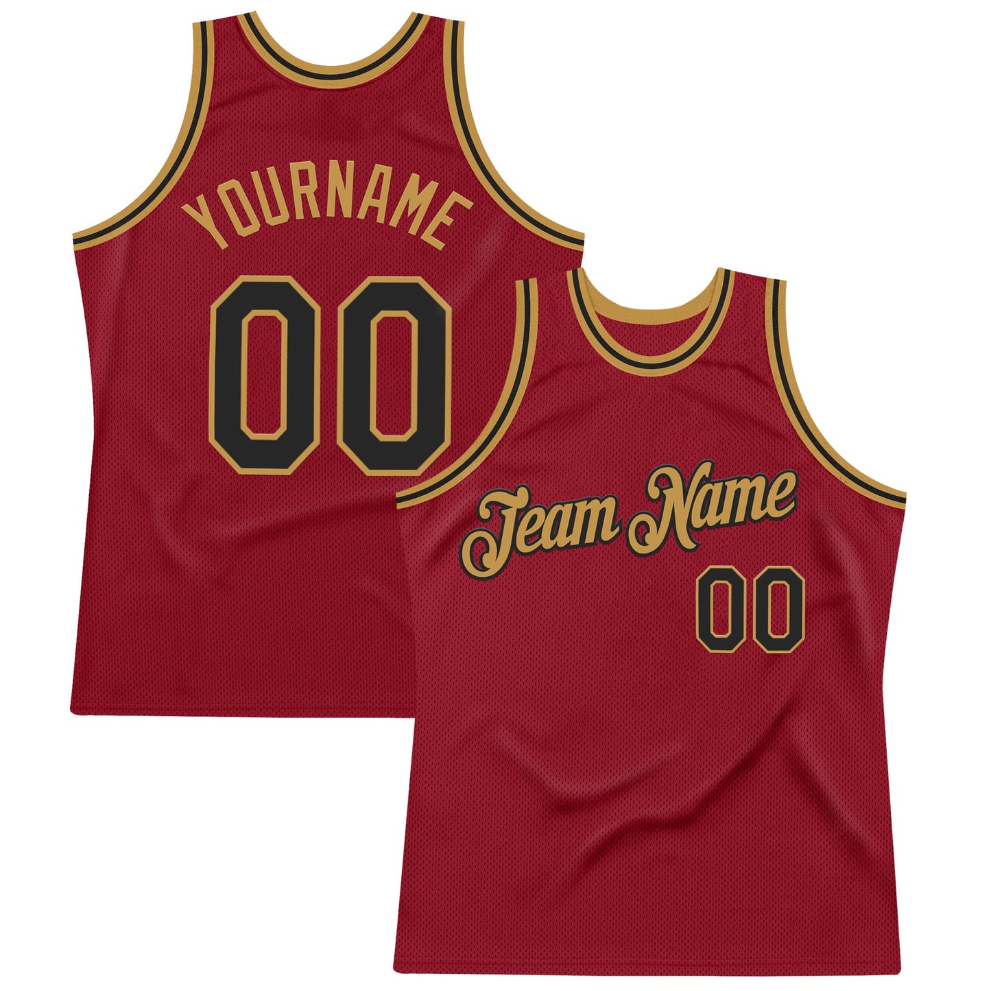 Custom Maroon Black-Old Gold Authentic Throwback Basketball Jersey - Sky-Custom