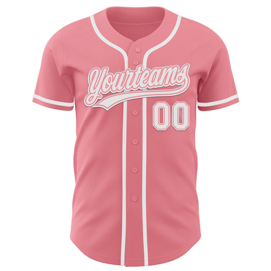 Custom Medium Pink White Authentic Baseball Jersey - Sky-Custom