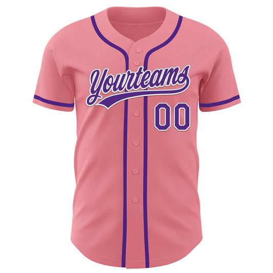 Custom Medium Pink Purple-White Authentic Baseball Jersey - Sky-Custom