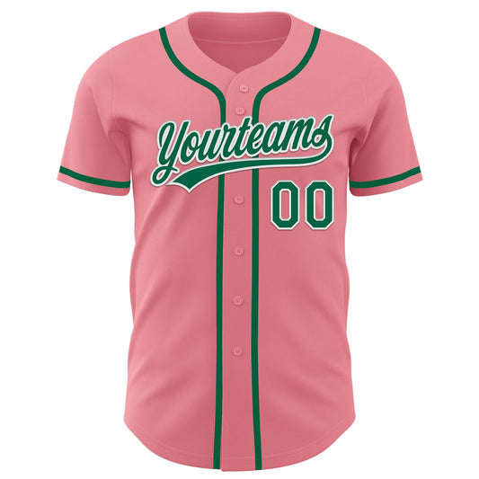 Custom Medium Pink Kelly Green-White Authentic Baseball Jersey - Sky-Custom