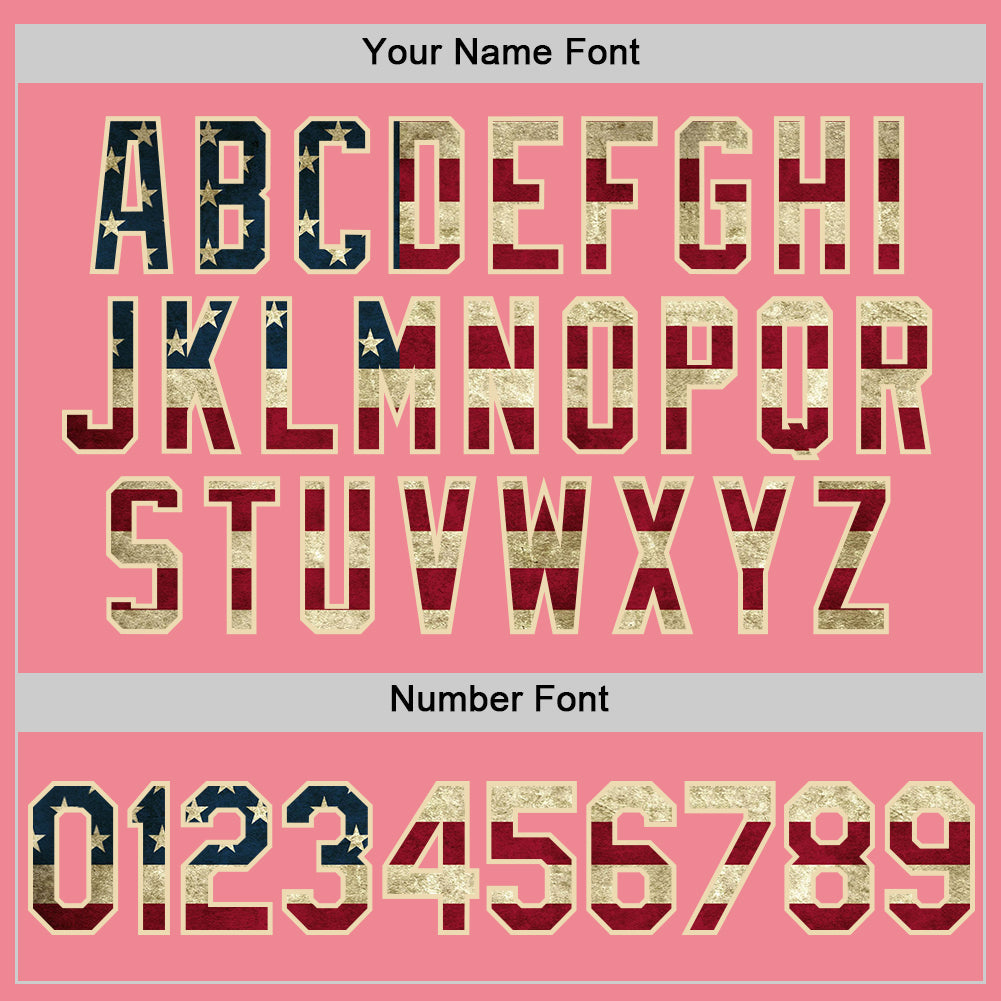 Custom Medium Pink Vintage USA Flag-Cream Authentic Baseball Jersey - Sky-Custom