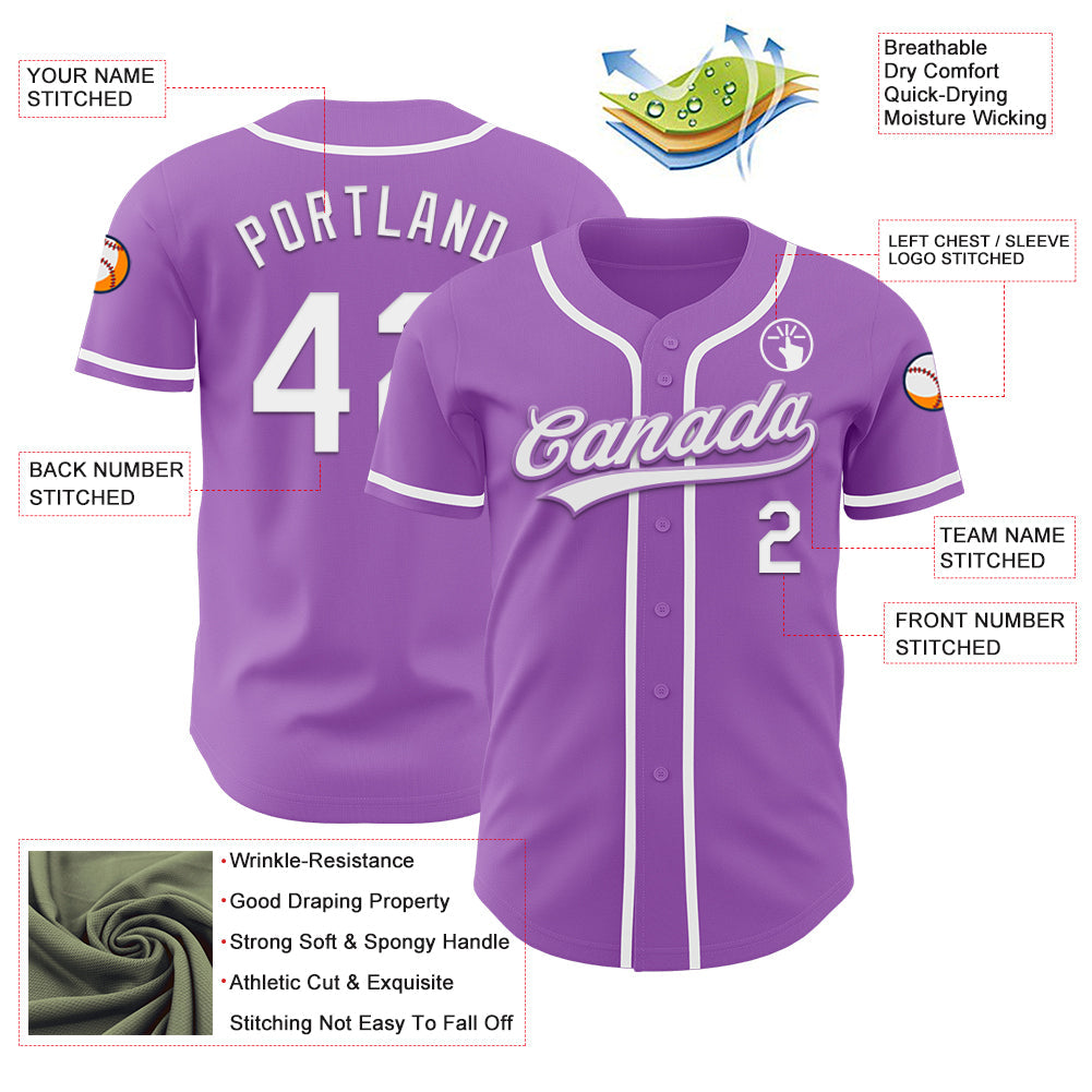 Custom Medium Purple White Authentic Baseball Jersey - Sky-Custom