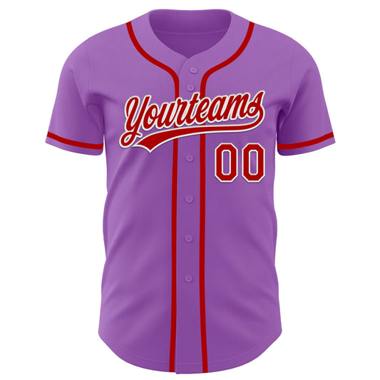 Custom Medium Purple Red-White Authentic Baseball Jersey - Sky-Custom