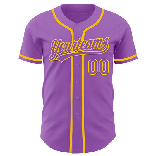 Custom Medium Purple Yellow Authentic Baseball Jersey - Sky-Custom