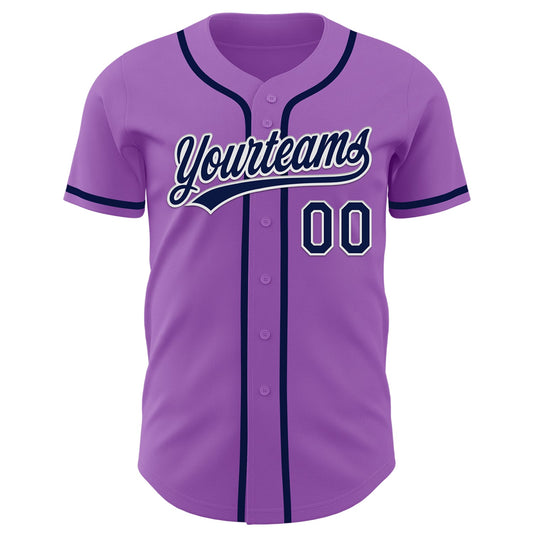 Custom Medium Purple Navy-White Authentic Baseball Jersey - Sky-Custom