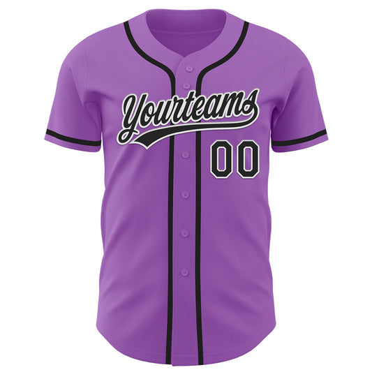 Custom Medium Purple Black-White Authentic Baseball Jersey - Sky-Custom