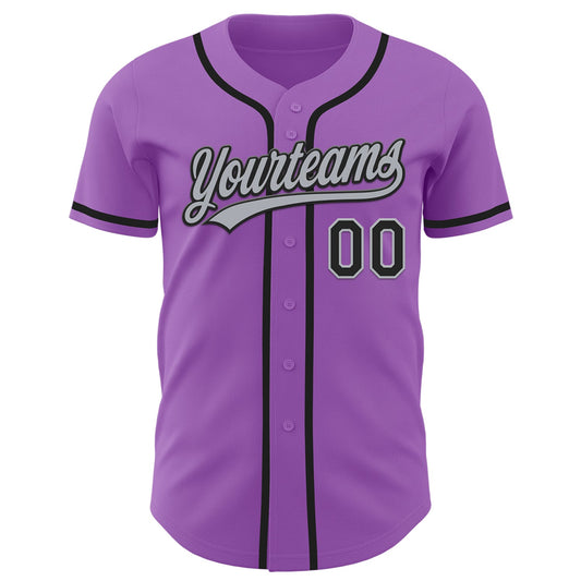 Custom Medium Purple Black-Gray Authentic Baseball Jersey - Sky-Custom