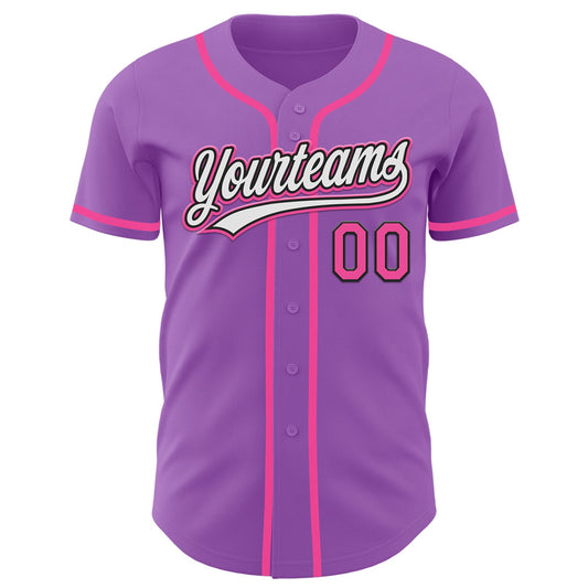 Custom Medium Purple Pink-Black Authentic Baseball Jersey - Sky-Custom