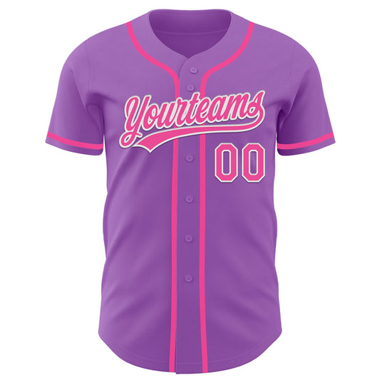 Custom Medium Purple Pink-White Authentic Baseball Jersey - Sky-Custom