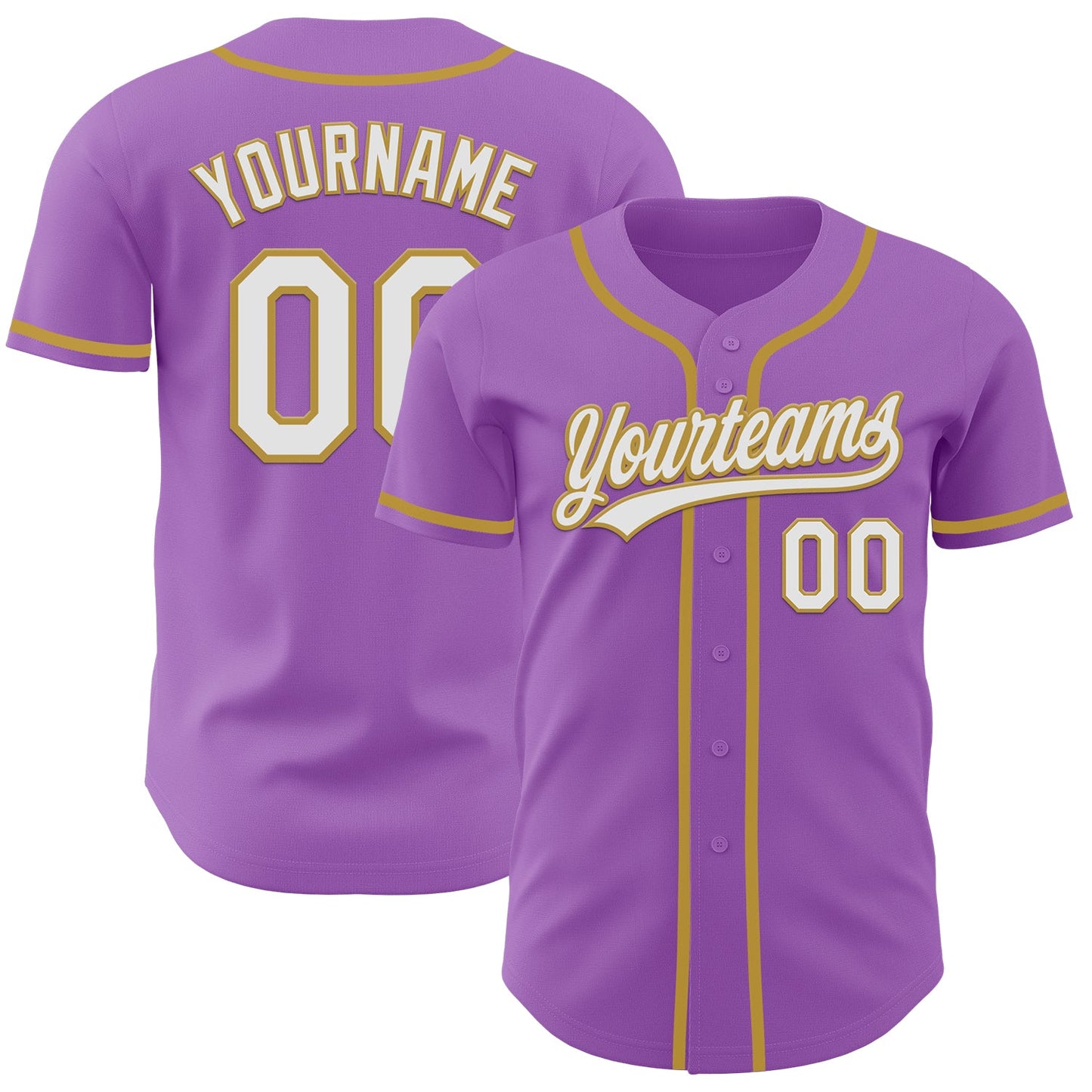 Custom Medium Purple White-Old Gold Authentic Baseball Jersey - Sky-Custom