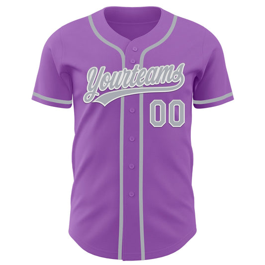 Custom Medium Purple Gray-White Authentic Baseball Jersey - Sky-Custom