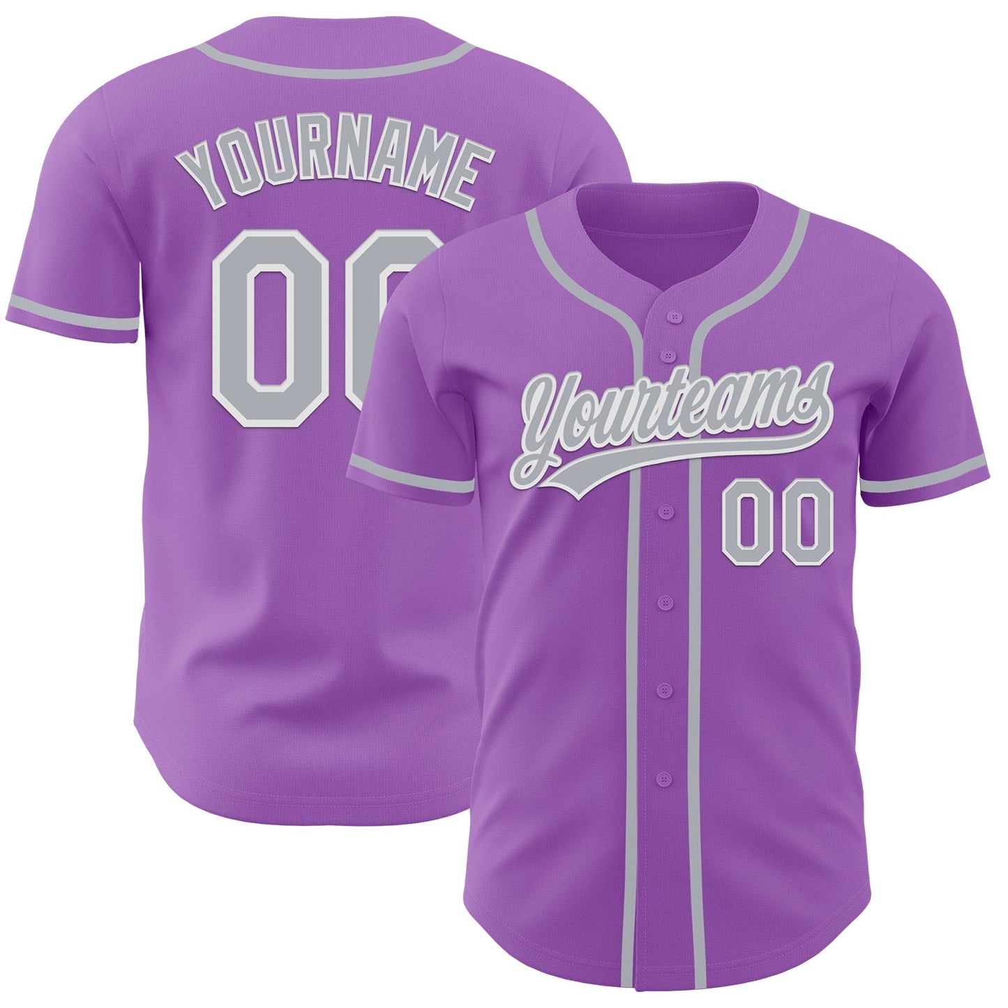 Custom Medium Purple Gray-White Authentic Baseball Jersey - Sky-Custom