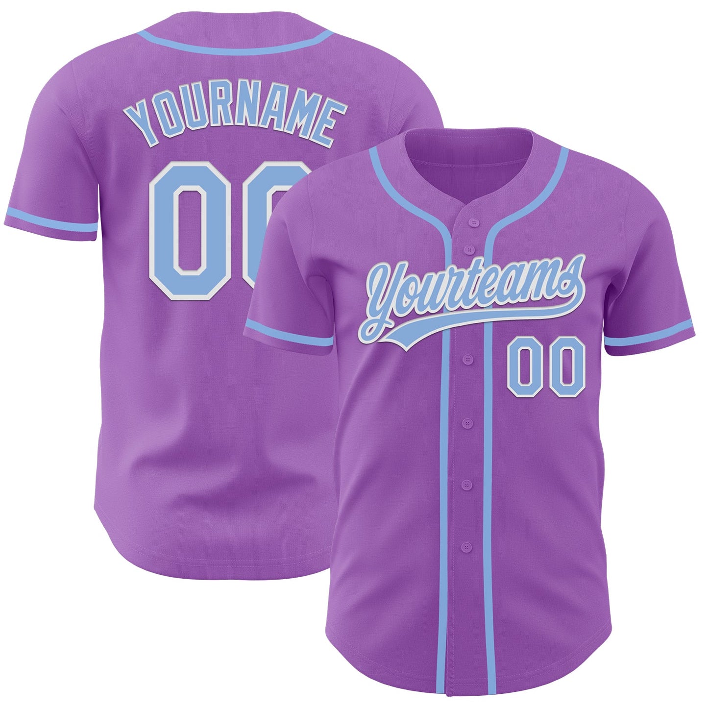 Custom Medium Purple Light Blue-White Authentic Baseball Jersey - Sky-Custom