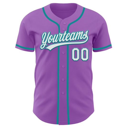 Custom Medium Purple White-Teal Authentic Baseball Jersey - Sky-Custom