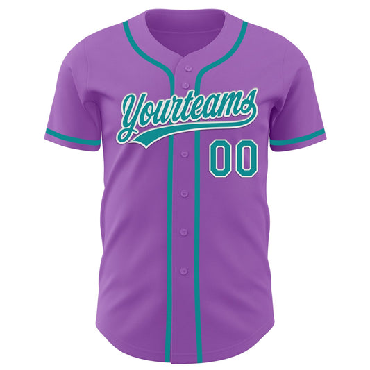 Custom Medium Purple Teal-White Authentic Baseball Jersey - Sky-Custom