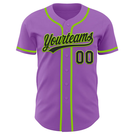 Custom Medium Purple Black-Neon Green Authentic Baseball Jersey - Sky-Custom